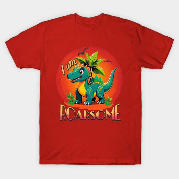 Cute Dinosaurs Who Loves Dinosaurs Puns I'm Roarsome School T-Shirt by alcoshirts